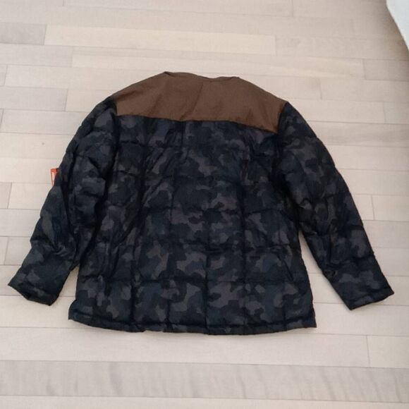Free Country Men's Camouflage Down Puffer Jacket Navy Blue & Brown 2XL - Picture 2 of 5